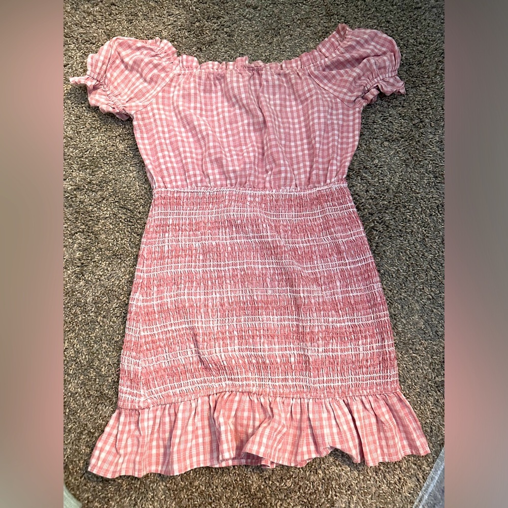 &merci Smocked Pink/White Gingham Dress size small
